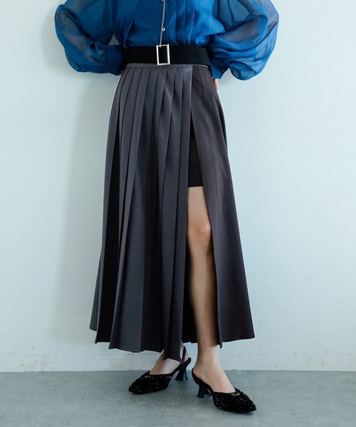 HARE（ハレ）の「アシメプリーツスリットスカート(HARE)（スカート・レディース・ブラック/グレー・FREE）」の18枚目の写真