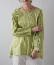 刺繍プルオーバーブラウス(インド綿.インドコットン.コットン100%,綿100%)