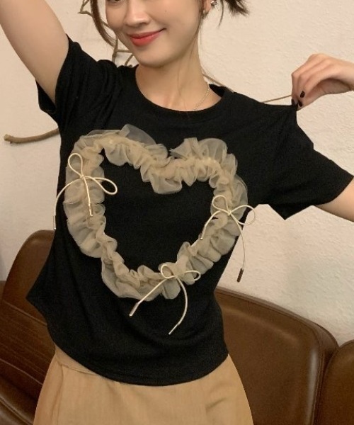 IMVAL / Heart Shirt［BLK］（IMV003-BLK） - QOOZA