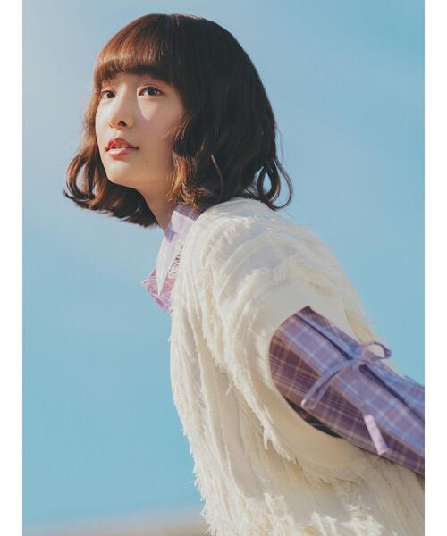 ehka sopo（エヘカソポ）の「Vネックビッグベスト（ベスト・レディース・ブラック/サックスブルー/オフホワイト・F）」の5枚目の写真