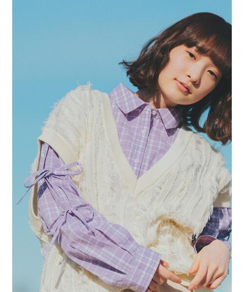 ehka sopo（エヘカソポ）の「Vネックビッグベスト（ベスト・レディース・ブラック/サックスブルー/オフホワイト・F）」の14枚目の写真