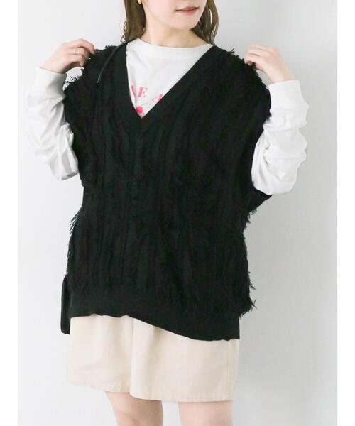 ehka sopo（エヘカソポ）の「Vネックビッグベスト（ベスト・レディース・ブラック/サックスブルー/オフホワイト・F）」の17枚目の写真