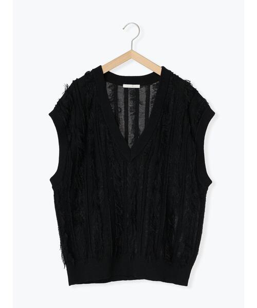 ehka sopo（エヘカソポ）の「Vネックビッグベスト（ベスト・レディース・ブラック/サックスブルー/オフホワイト・F）」の7枚目の写真