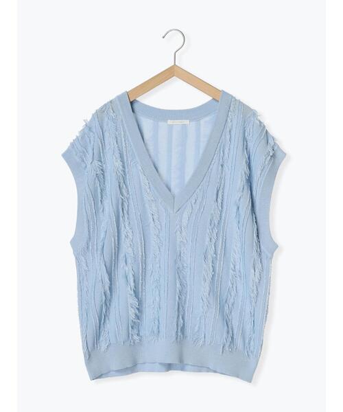 ehka sopo（エヘカソポ）の「Vネックビッグベスト（ベスト・レディース・ブラック/サックスブルー/オフホワイト・F）」の8枚目の写真