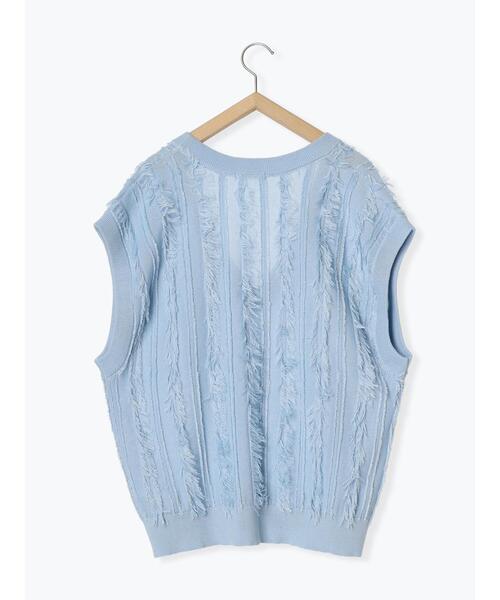 ehka sopo（エヘカソポ）の「Vネックビッグベスト（ベスト・レディース・ブラック/サックスブルー/オフホワイト・F）」の9枚目の写真