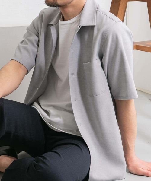 URBAN RESEARCH ROSSO MEN（アーバンリサーチロッソメン）の「『WEB限定』『セットアップ対応』パナマ風オープンカラー半袖シャツ（シャツ/ブラウス・メンズ・ブラック/ライトブラウン/ライトグレー・MEDIUM/LARGE）」の4枚目の写真