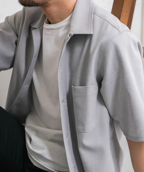 URBAN RESEARCH ROSSO MEN（アーバンリサーチロッソメン）の「『WEB限定』『セットアップ対応』パナマ風オープンカラー半袖シャツ（シャツ/ブラウス・メンズ・ブラック/ライトブラウン/ライトグレー・MEDIUM/LARGE）」の5枚目の写真