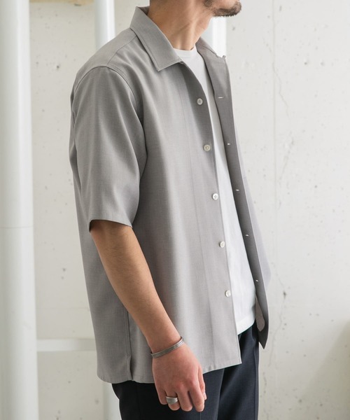 URBAN RESEARCH ROSSO MEN（アーバンリサーチロッソメン）の「『WEB限定』『セットアップ対応』パナマ風オープンカラー半袖シャツ（シャツ/ブラウス・メンズ・ブラック/ライトブラウン/ライトグレー・MEDIUM/LARGE）」の9枚目の写真