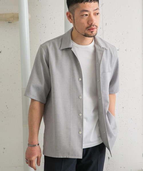 URBAN RESEARCH ROSSO MEN（アーバンリサーチロッソメン）の「『WEB限定』『セットアップ対応』パナマ風オープンカラー半袖シャツ（シャツ/ブラウス・メンズ・ブラック/ライトブラウン/ライトグレー・MEDIUM/LARGE）」の12枚目の写真