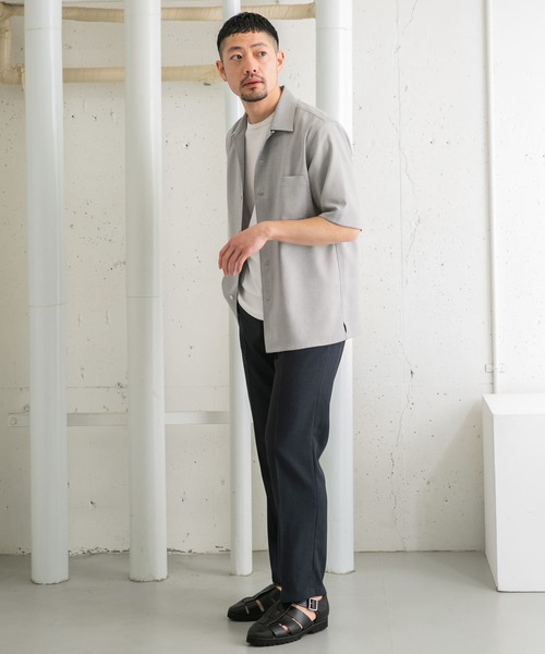 URBAN RESEARCH ROSSO MEN（アーバンリサーチロッソメン）の「『WEB限定』『セットアップ対応』パナマ風オープンカラー半袖シャツ（シャツ/ブラウス・メンズ・ブラック/ライトブラウン/ライトグレー・MEDIUM/LARGE）」の13枚目の写真