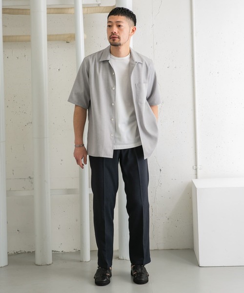 URBAN RESEARCH ROSSO MEN（アーバンリサーチロッソメン）の「『WEB限定』『セットアップ対応』パナマ風オープンカラー半袖シャツ（シャツ/ブラウス・メンズ・ブラック/ライトブラウン/ライトグレー・MEDIUM/LARGE）」の14枚目の写真
