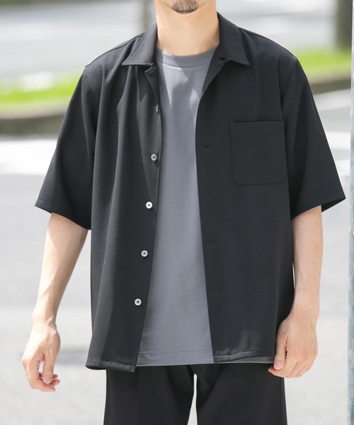 URBAN RESEARCH ROSSO MEN（アーバンリサーチロッソメン）の「『WEB限定』『セットアップ対応』パナマ風オープンカラー半袖シャツ（シャツ/ブラウス・メンズ・ブラック/ライトブラウン/ライトグレー・MEDIUM/LARGE）」の16枚目の写真