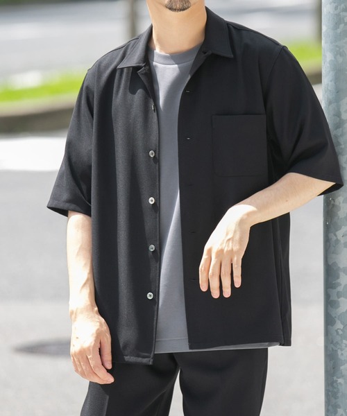 URBAN RESEARCH ROSSO MEN（アーバンリサーチロッソメン）の「『WEB限定』『セットアップ対応』パナマ風オープンカラー半袖シャツ（シャツ/ブラウス・メンズ・ブラック/ライトブラウン/ライトグレー・MEDIUM/LARGE）」の17枚目の写真