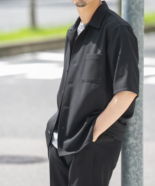 URBAN RESEARCH ROSSO MEN（アーバンリサーチロッソメン）の「『WEB限定』『セットアップ対応』パナマ風オープンカラー半袖シャツ（シャツ/ブラウス・メンズ・ブラック/ライトブラウン/ライトグレー・MEDIUM/LARGE）」の18枚目の写真