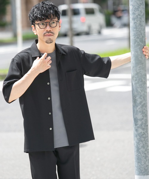 URBAN RESEARCH ROSSO MEN（アーバンリサーチロッソメン）の「『WEB限定』『セットアップ対応』パナマ風オープンカラー半袖シャツ（シャツ/ブラウス・メンズ・ブラック/ライトブラウン/ライトグレー・MEDIUM/LARGE）」の20枚目の写真