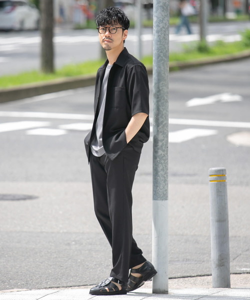 URBAN RESEARCH ROSSO MEN（アーバンリサーチロッソメン）の「『WEB限定』『セットアップ対応』パナマ風オープンカラー半袖シャツ（シャツ/ブラウス・メンズ・ブラック/ライトブラウン/ライトグレー・MEDIUM/LARGE）」の21枚目の写真