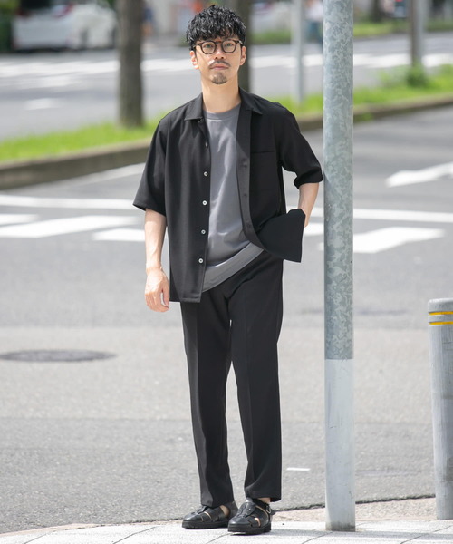 URBAN RESEARCH ROSSO MEN（アーバンリサーチロッソメン）の「『WEB限定』『セットアップ対応』パナマ風オープンカラー半袖シャツ（シャツ/ブラウス・メンズ・ブラック/ライトブラウン/ライトグレー・MEDIUM/LARGE）」の22枚目の写真