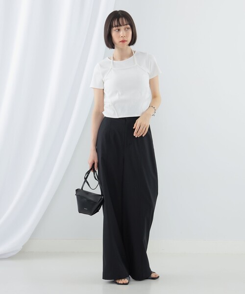 Ray BEAMS(レイビームス)の「Ray BEAMS / リブ キリカエ ホルターネック Tシャツ(Tシャツ/カットソー・レディース・ホワイト/レッド/ブラック・ONE SIZE)」の8枚目の写真