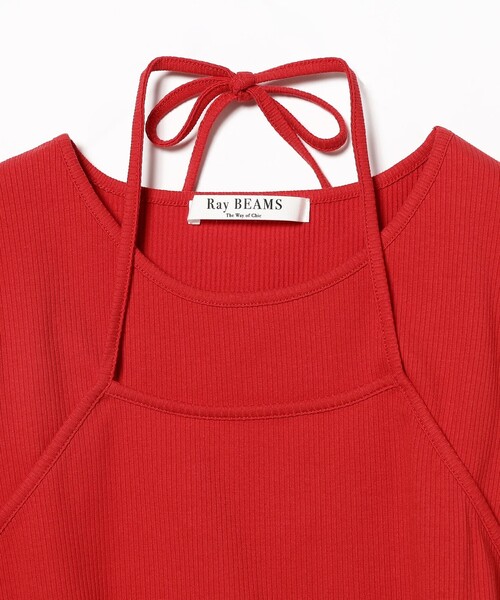 Ray BEAMS(レイビームス)の「Ray BEAMS / リブ キリカエ ホルターネック Tシャツ(Tシャツ/カットソー・レディース・ホワイト/レッド/ブラック・ONE SIZE)」の9枚目の写真