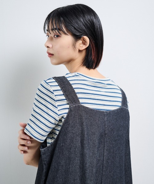 MERLOT(メルロー)の「マルチボーダーT(Tシャツ/カットソー・レディース・オレンジ/ネイビー/ブルー/ライトブルー・FREE)」の4枚目の写真