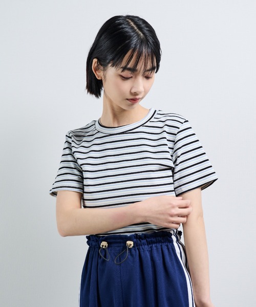 MERLOT(メルロー)の「マルチボーダーT(Tシャツ/カットソー・レディース・オレンジ/ネイビー/ブルー/ライトブルー・FREE)」の17枚目の写真