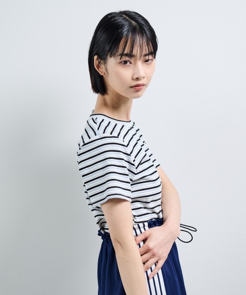 MERLOT(メルロー)の「マルチボーダーT(Tシャツ/カットソー・レディース・オレンジ/ネイビー/ブルー/ライトブルー・FREE)」の15枚目の写真