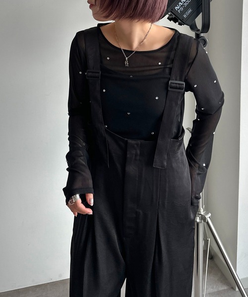 apres jour mignon(アプレジュールミニョン)の「ヴィンテージサテンサス付きパンツ【ZOZOTOWN限定アイテム】(サロペット/オーバーオール・レディース・ブラック系その他/グレー系その他/グリーン系その他・X-LARGE/SMALL/MEDIUM)」の21枚目の写真