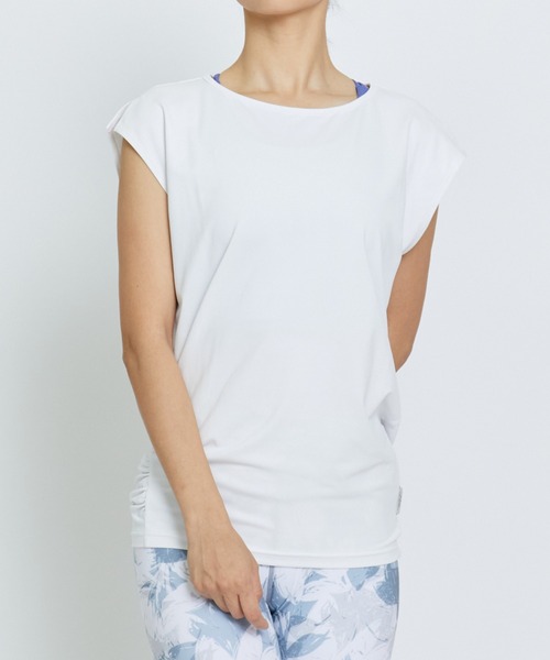 Julier Yoga and Relax(ジュリエヨガアンドリラックス)の「Julier (定番)Ecocoベア天竺チュニック(Tシャツ/カットソー・レディース・チャコール/ホワイト/ブルー・0/1)」の2枚目の写真