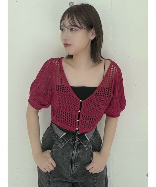 dazzlin(ダズリン)の「透かし編みニットカーデ(カーディガン/ボレロ・レディース・グレー/ブラック/オフホワイト/レッド・FREE)」の17枚目の写真