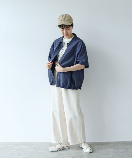 PAR ICI(パーリッシィ)の「コーマワッフル 小花柄半袖Tシャツ(Tシャツ/カットソー・レディース・ブルー/オレンジ・FREE)」の6枚目の写真