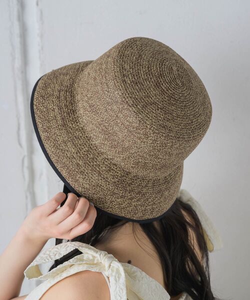 casita(RETRO GIRL)（カシータ）の「リボン付きペーパーHAT（ハット・レディース・オフホワイト/ライトブラウン・ONE SIZE）」の6枚目の写真