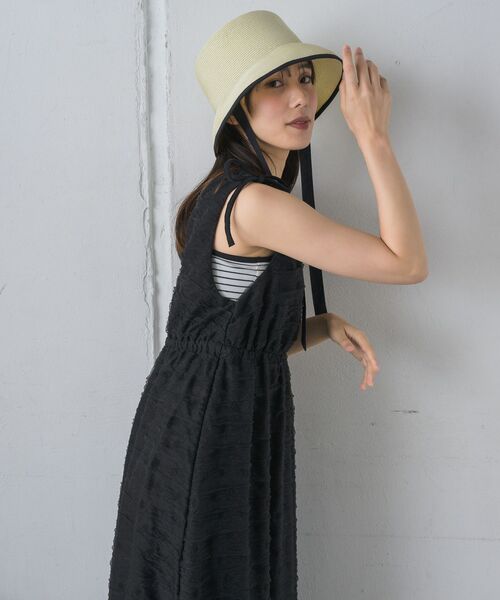 casita(RETRO GIRL)（カシータ）の「リボン付きペーパーHAT（ハット・レディース・オフホワイト/ライトブラウン・ONE SIZE）」の7枚目の写真