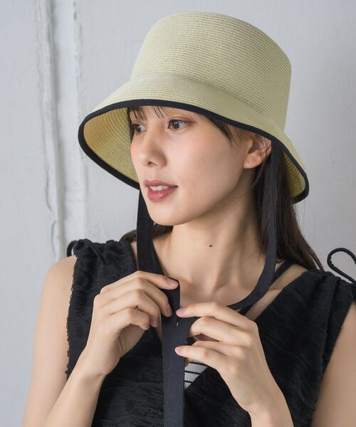 casita(RETRO GIRL)（カシータ）の「リボン付きペーパーHAT（ハット・レディース・オフホワイト/ライトブラウン・ONE SIZE）」の8枚目の写真