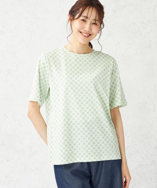 DECOY SINCE 1981(デコイシンスイチキュウハチイチ)の「【接触冷感・UVカット】オーガニックコットンプリントTシャツ(Tシャツ/カットソー・レディース・グリーン/イエロー/ネイビー・M/L/LL)」の21枚目の写真