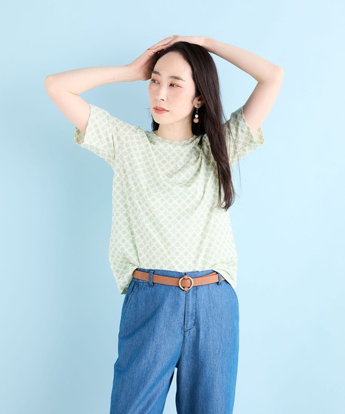 DECOY SINCE 1981(デコイシンスイチキュウハチイチ)の「【接触冷感・UVカット】オーガニックコットンプリントTシャツ(Tシャツ/カットソー・レディース・グリーン/イエロー/ネイビー・M/L/LL)」の15枚目の写真