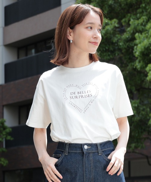 Honeys（ハニーズ）の「ハートプリントTシャツ（Tシャツ/カットソー