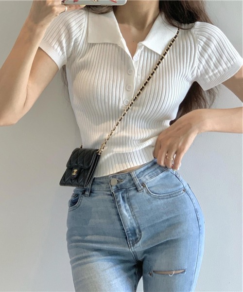 MAISON DE THERESE（メゾン ド テレーズ）の「半袖ポロシャツ（ポロシャツ・レディース・ブラック/グリーン/ホワイト・FREE）」の2枚目の写真