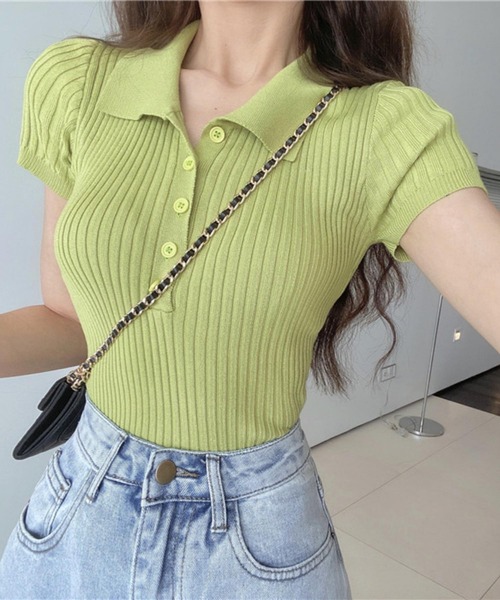 MAISON DE THERESE（メゾン ド テレーズ）の「半袖ポロシャツ（ポロシャツ・レディース・ブラック/グリーン/ホワイト・FREE）」の3枚目の写真