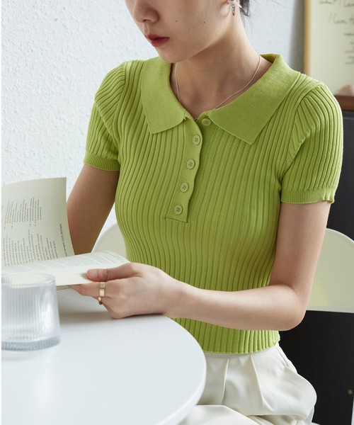 MAISON DE THERESE（メゾン ド テレーズ）の「半袖ポロシャツ（ポロシャツ・レディース・ブラック/グリーン/ホワイト・FREE）」の15枚目の写真