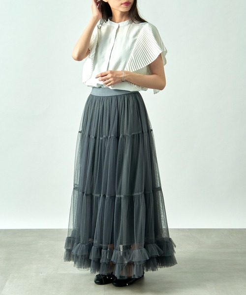 SETUP7（セットアップセブン）の「【SETUP7】プリーツフリルスリーブブラウス trc（シャツ/ブラウス・レディース・ブラック/オフホワイト/ブルー・FREE）」の5枚目の写真