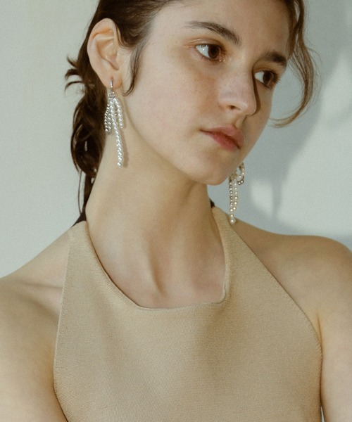 パール × ボール チェーン イヤリング（イヤリング）｜GOLDY  