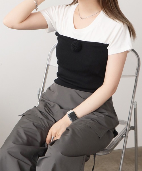 ROOPTOKYO(ループトウキョウ)の「フラワーリブニットビスチェトップス(チューブトップ・レディース・ブラック/グレー/パープル・FREE)」の16枚目の写真