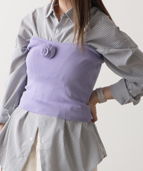 ROOPTOKYO(ループトウキョウ)の「フラワーリブニットビスチェトップス(チューブトップ・レディース・ブラック/グレー/パープル・FREE)」の4枚目の写真