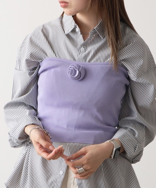 ROOPTOKYO(ループトウキョウ)の「フラワーリブニットビスチェトップス(チューブトップ・レディース・ブラック/グレー/パープル・FREE)」の5枚目の写真