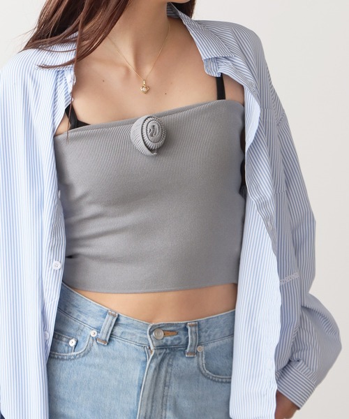 ROOPTOKYO(ループトウキョウ)の「フラワーリブニットビスチェトップス(チューブトップ・レディース・ブラック/グレー/パープル・FREE)」の10枚目の写真