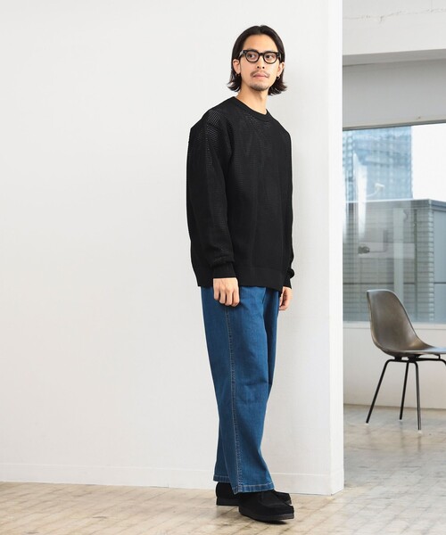 B:MING by BEAMS（ビーミングバイビームス）の「12ゲージ ワッフル クルーネック ニット（ニット/セーター・メンズ・ブラック/ベージュ・SMALL/X-LARGE/MEDIUM/LARGE）」の3枚目の写真