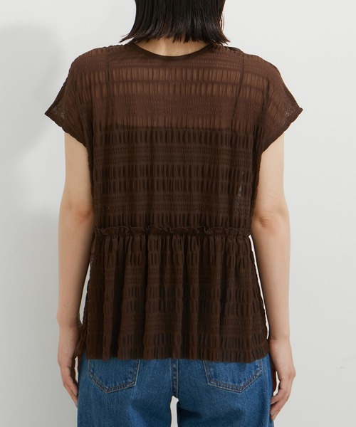 VIS（ビス）の「シャーリングカーデ×キャミアンサンブル（Tシャツ/カットソー・レディース・ダークブラウン/キナリ/グレー・FREE）」の21枚目の写真