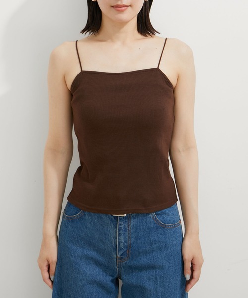 VIS（ビス）の「シャーリングカーデ×キャミアンサンブル（Tシャツ/カットソー・レディース・ダークブラウン/キナリ/グレー・FREE）」の17枚目の写真