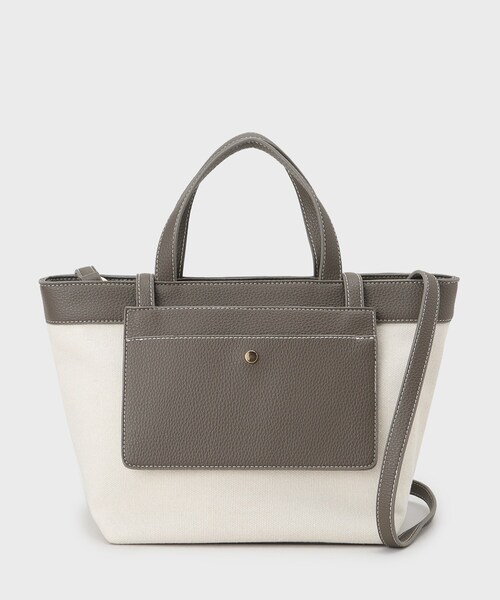 UNTITLED（アンタイトル）の「【２WAY】キャンバスコンビ ポケットトート（トートバッグ・レディース・ブロンズ/グレー系4/ベージュ系その他7/ブルー系9・99）」の2枚目の写真