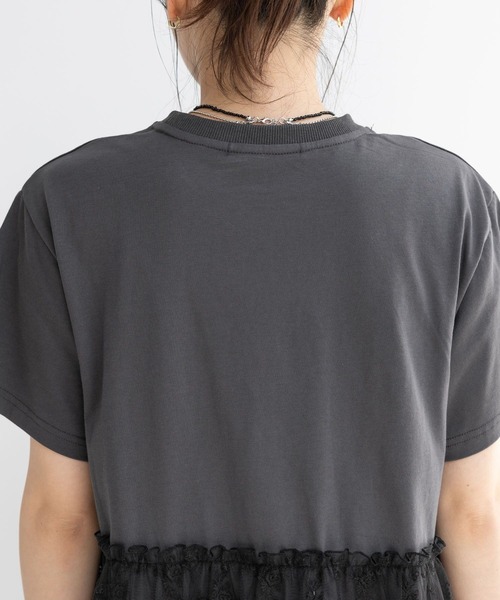 RAGEBLUE(レイジブルー)の「レースドッキング半袖ワンピース(ワンピース・レディース・ホワイト/ダークグレー・FREE)」の11枚目の写真